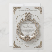 アイリッシュク伝統的ラダグリングや輪モチーフ&パターン 招待状 (正面)