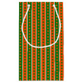 アイリッシュグリーンのオレンジ色の白い星列 スモールペーパーバッグ (裏面)