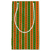 アイリッシュグリーンのオレンジ色の白い星列 スモールペーパーバッグ (正面)