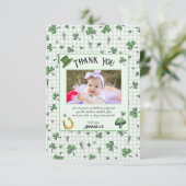 アイリッシュグリーンクローバーズとハート子供の誕生日 サンキューカード (スタンド正面)