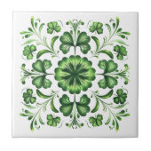 アイリッシュグリーンクローバー離れイラストレーション タイル (正面)
