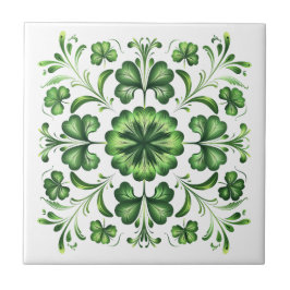 アイリッシュグリーンクローバー離れイラストレーション タイル