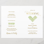 アイリッシュグリーンケルト結び目模様&金ゴールドウェディングプログラム (正面)