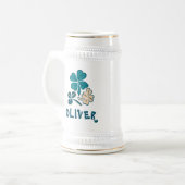 アイリッシュグリーンシャムロッククローバパーソナライズされたー ビールジョッキ (正面左)