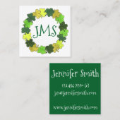 アイリッシュグリーンシャームロッククローバーラックセントパトリックの日 スクエア名刺 (正面/裏面)