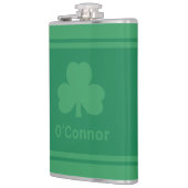 アイリッシュグリーンパーソナライズされたクローバー姓 フラスク (左)