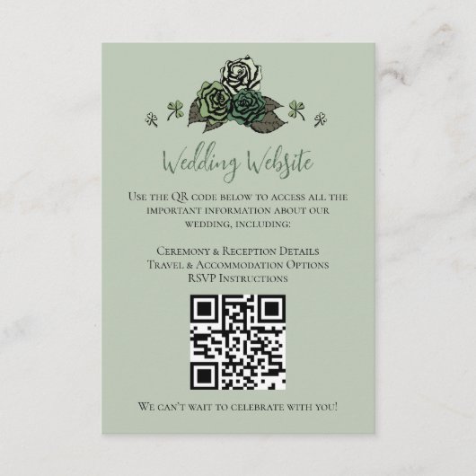 アイリッシュグリーンフローラ結婚スカルズWebサイトQRコード エンクロージャーカード (正面)