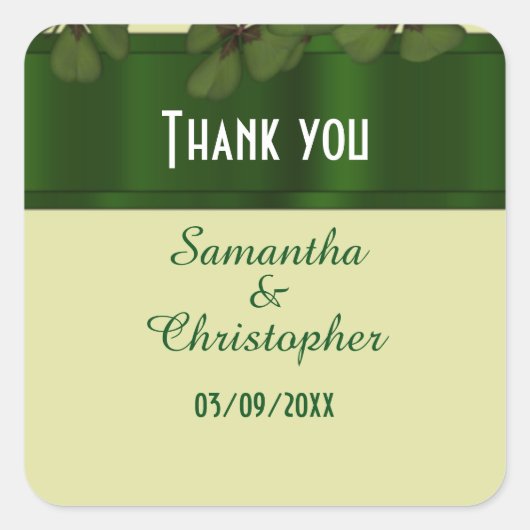 アイリッシュグリーン感謝していシャムロック スクエアシール (正面)