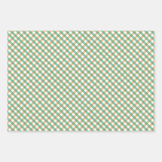 アイリッシュグリーン&オレンジセントパトリックの日のパターン ラッピングペーパーシート (正面3)