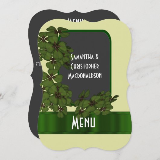 アイリッシュグリーン、クリーム、シャムロ結婚ックのメニュー メニュー (正面/裏面)