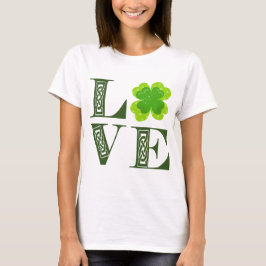 アイリッシュグリーン・クローバー・シャムロック・ケルトノット LOVE Tシャツ