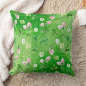 アイリッシュグリーン シャムロック と 小さなピンクの花 クッション (ブランケット)