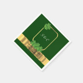 アイリッシュグリーン、金ゴールド、シャムロ結婚ック スタンダードカクテルナプキン (角)