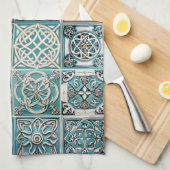 アイリッシュケルトのタイル キッチンタオル (四つ折り)
