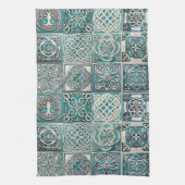 アイリッシュケルトのタイル キッチンタオル (縦)