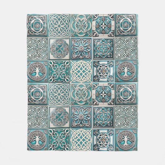 アイリッシュケルトのタイル フリースブランケット (正面)