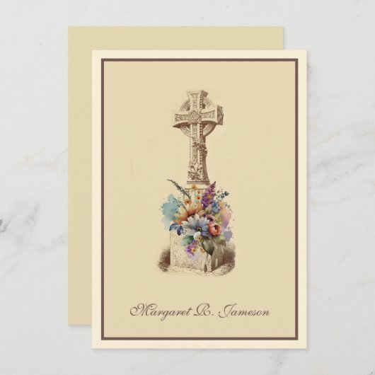 アイリッシュケルト十字フローラ弔意 サンキューカード (正面/裏面)