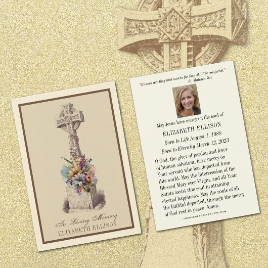 アイリッシュケルト十字フローラ葬儀祈りの言葉カード