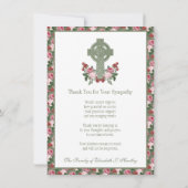 アイリッシュケルト十字レッド&ピンクローズ宗教的 サンキューカード (裏面)