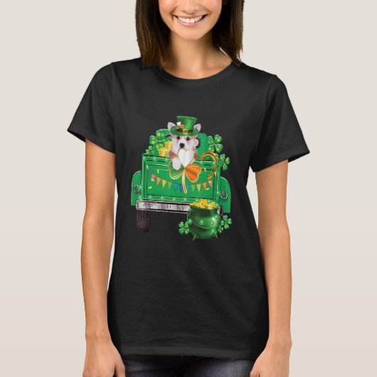 アイリッシュコーギー聖パトリックの日面白い妖精コーギー Tシャツ (正面)