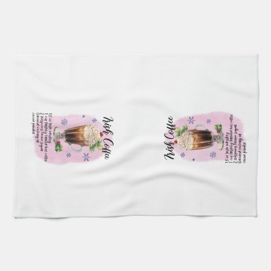アイリッシュコーヒーカクテルレシピホリデークリスマス キッチンタオル (横)