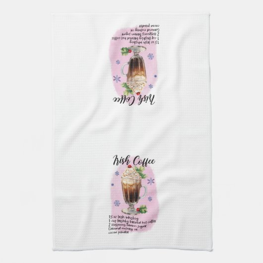 アイリッシュコーヒーカクテルレシピホリデークリスマス キッチンタオル (縦)