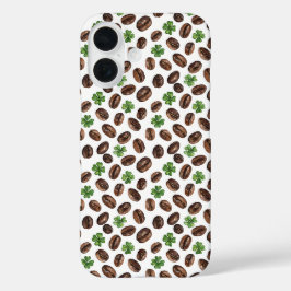 アイリッシュコーヒー豆としゃむろっくがデザインされた面白いギフト iPhone 16ケース