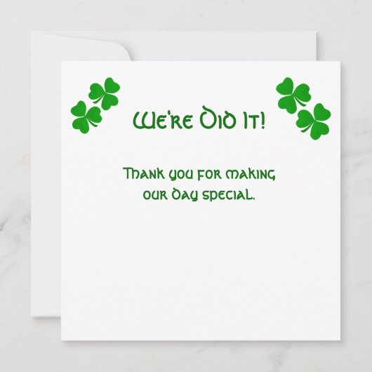 アイリッシュサンキュー結婚ズ婚約シャムロック サンキューカード (裏面)