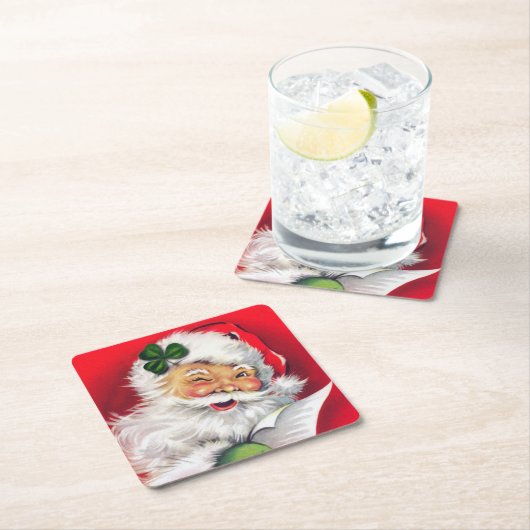 アイリッシュサンタ、アイリッシュクリスマス、アイルランド、アイルランド スクエアペーパーコースター (インサイチュ)