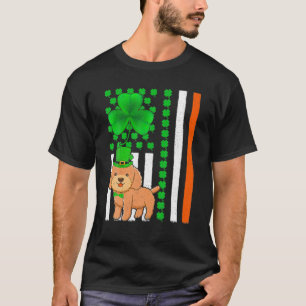 アイリッシュシャムロックアメリカンフラッグトイプードルドッグサンパット Tシャツ