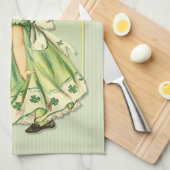 アイリッシュシャムロックスタッロールガール キッチンタオル (四つ折り)