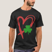 アイリッシュシャムロックハートSt patricks dayシャムロックゴーL Tシャツ (正面)