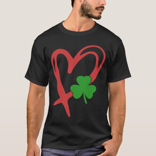 アイリッシュシャムロックハートSt patricks dayシャムロックゴーL Tシャツ (正面)
