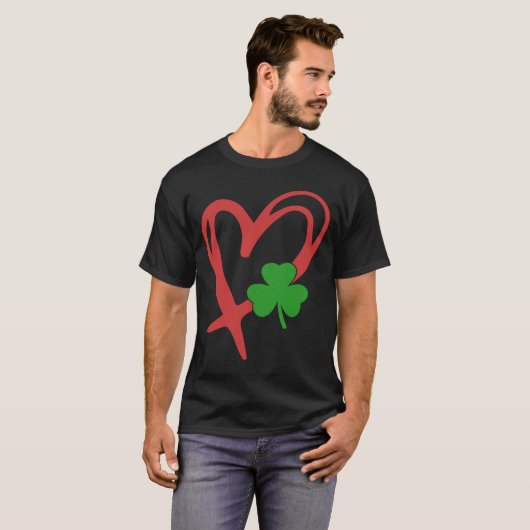 アイリッシュシャムロックハートSt patricks dayシャムロックゴーL Tシャツ (正面フル)