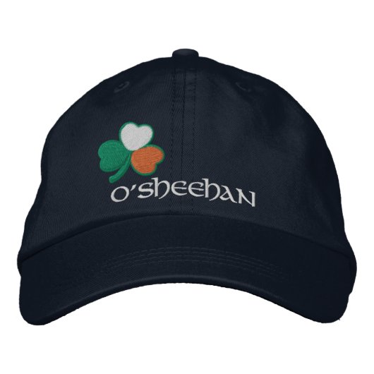アイリッシュシャムロックパーソナライズされたトリコル 刺繍入りキャップ (正面)