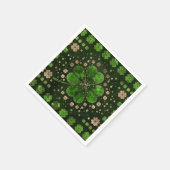 アイリッシュシャムロックフォーリーフクローバーマラカイトと金ゴールド スタンダードカクテルナプキン (角)