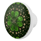 アイリッシュシャムロックフォーリーフクローバーマラカイトと金ゴールド セラミックノブ (右)