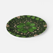 アイリッシュシャムロックフォーリーフクローバーマラカイトと金ゴールド ペーパープレート (アングル)