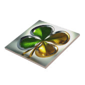 アイリッシュシャムロックフォーリーフゴールデングリーンクローバー タイル (側面)