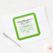 アイリッシュシャムロックベビーシャワー蔵書票+金ゴールド スクエアシール (封筒)