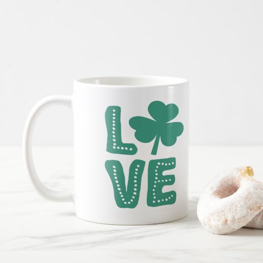 アイリッシュシャムロックラブSt patricks day コーヒーマグカップ (ドーナツ)