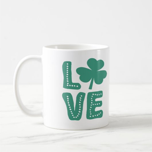アイリッシュシャムロックラブSt patricks day コーヒーマグカップ (左)