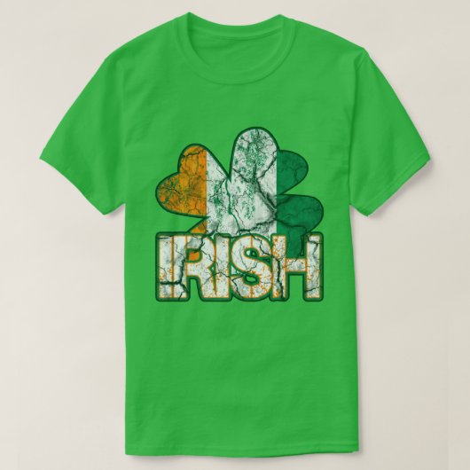 アイリッシュシャムロック国旗動揺してのシャツ Tシャツ (デザイン正面)