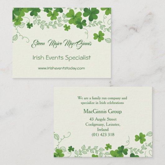 アイリッシュシャムロック(クローバー) 名刺 (正面/裏面)