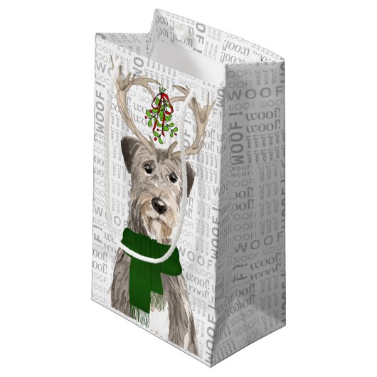 アイリッシュスタイリッシュウおもしろいウルフハウンドの恋人のクリスマス スモールペーパーバッグ (正面アングル)