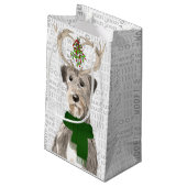 アイリッシュスタイリッシュウおもしろいウルフハウンドの恋人のクリスマス スモールペーパーバッグ (裏面アングル)