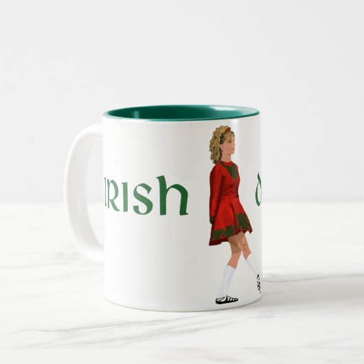 アイリッシュステップダンサー – ソフトシューズ – 赤 ツートーンマグカップ (正面左)