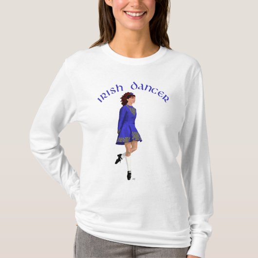 アイリッシュステップダンサー - ブルー Tシャツ (正面)