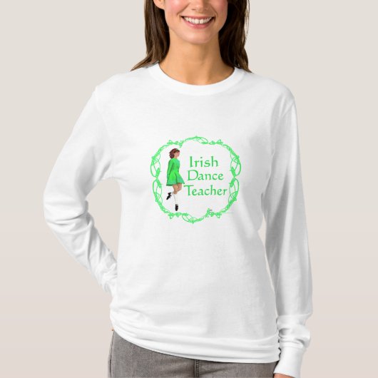 アイリッシュステップダンスの先生 - 緑 Tシャツ (正面)
