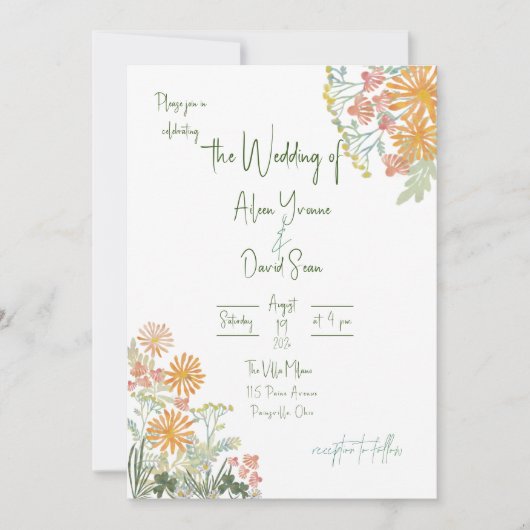 アイリッシュスプリングタイ結婚ムデイジー 招待状 (正面)